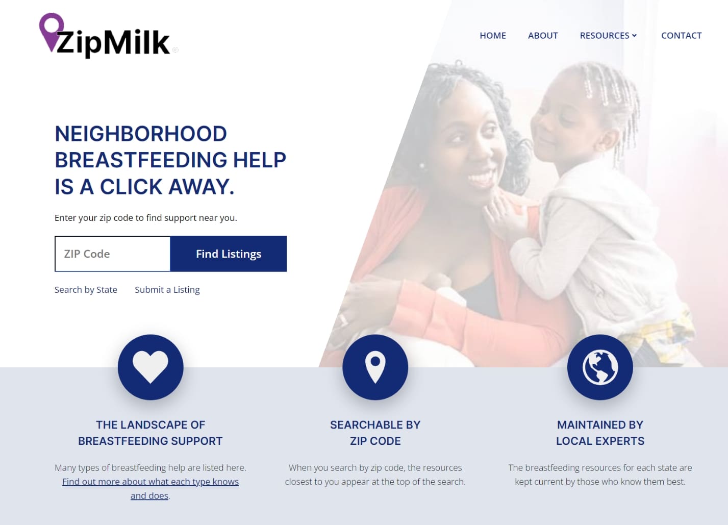 Screenshot of the ZipMilk website after.